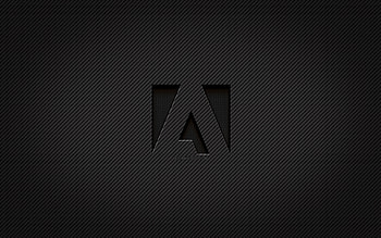Adobe carbon logo, , grunge art, carbon background, creative, Adobe black logo, brands, Adobe logo, Adobe HD wallpaper