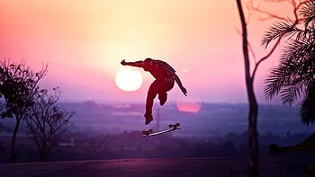 guy helmet skateboard jump sun sunset HD wallpaper