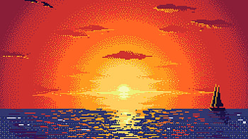 Sunset, pixel art, abstract HD wallpaper