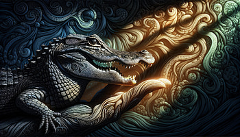 Alligator Artistic, alligator, crocodile, Artwork, swirling pattern, fantasy HD wallpaper
