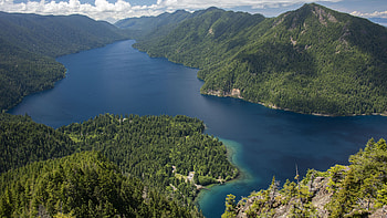 Aerial, View, River, Hills, Island, Trees, Bushes, Forest, Clouds, Blue, Sky Nature HD wallpaper