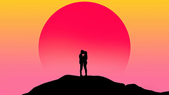 Couple Kissing Silhouette Digital Art , couple, love, kissing, silhouette, artist, artwork, digital-art, artstation HD wallpaper