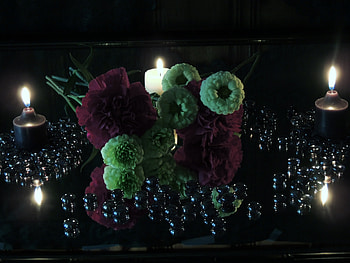 Reflections, Abstract, Candles, graphy, Mirror, Flowers, Glass Stones HD wallpaper