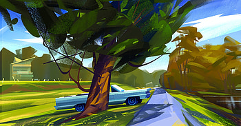 Art, Wood, Road, Tree, Car HD wallpaper