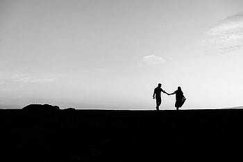Lovers, Love, Horizon, Silhouette, Bw, Chb HD wallpaper