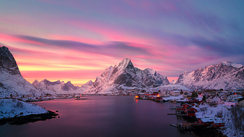 Lofoten Norway, Fishing village, Dusk beauty, Coastal serenity HD wallpaper