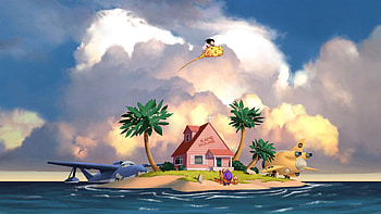 Kame House Flying Nimbus Goku Krillin Master Roshi Dragon Ball HD wallpaper