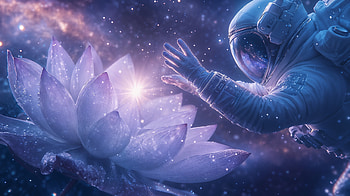 astronaut, lotus, star HD wallpaper