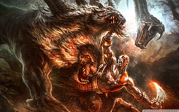 Battle of God of War, sword, enemy, adventure, god of war, action, ghost, video game, battle, dragon, , beast, warrior HD wallpaper