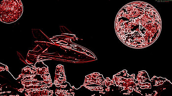 Neon-Planet Schattenschiff, Ship, People, Moon, Planet HD wallpaper