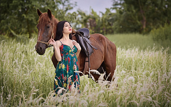 Take Time To Enjoy Life. ., style, horse, cowgirl, fun, brunettes, fashion, outdoors, ranch, field, girls, women, models, western, female HD wallpaper