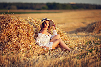 HayWay, hay, cowgirls, ranch, brunettes HD wallpaper