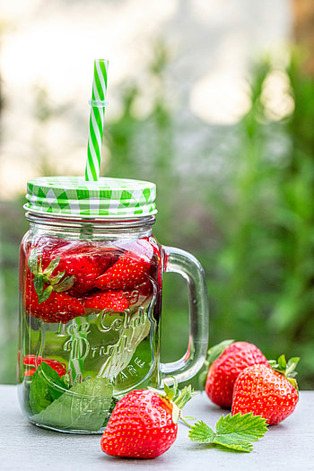 Food, Strawberry, Cup, Berry, Drink, Beverage, Mug HD phone wallpaper