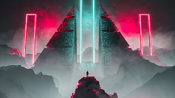 Digital artwork, Sci Fi, landscape, pyramid HD wallpaper