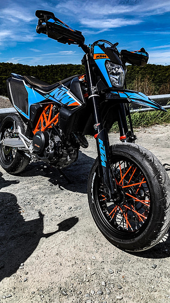 Ktm Bike, Blue Bike, Sport Bike HD phone wallpaper