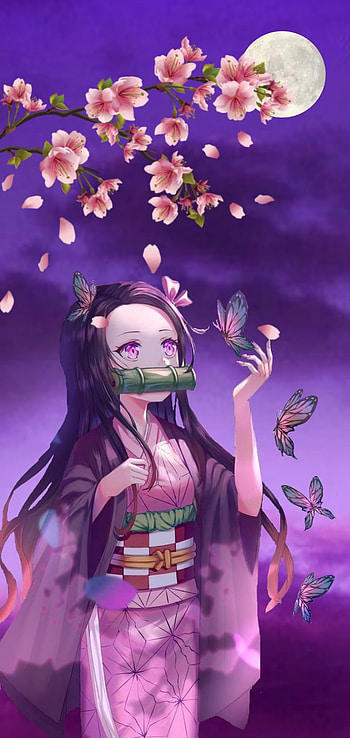 Demon Slayer, magenta, nezuko, rosa HD phone wallpaper