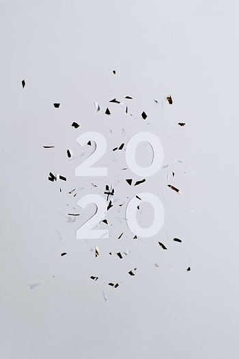 Stylish minimalist 2020 design with confetti on a soft lilac background. Perfect for celebrations. HD phone wallpaper