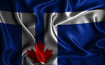 Toronto flag, , silk wavy flags, canadian cities, Day of Toronto, Flag of Toronto, fabric flags, 3D art, Toronto, cities of Canada, Toronto 3D flag HD wallpaper