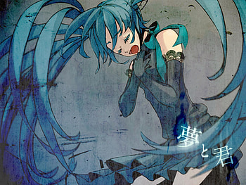 Hatsune Miku, blue, black, awesome, song, cute, vocaloid, dress, beauty, nice, miku, music, singing, vocaloids, hatsune, thighhighs, blue eyes, twintail, blue hair, girl, beautiful, tie, anime, pretty, cool HD wallpaper