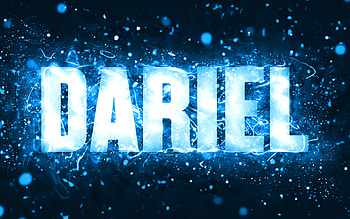 Happy Birtay Dariel, , blue neon lights, Dariel name, creative, Dariel Happy Birtay, Dariel Birtay, popular american male names, with Dariel name, Dariel HD wallpaper