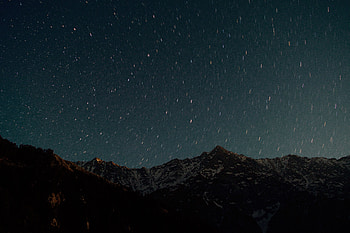 Night, Mountain, Dark, Shine, Starry Sky, Brilliance, Hills, Hill HD wallpaper