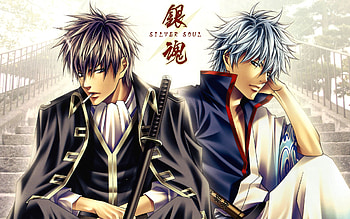Cigarette ladder characters, Gintama Hijikata Toushirou, Sakata Gintoki, Seinen anime HD wallpaper