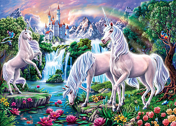 Unicorn paradise puzzle, Peter Pauper Press, Magical artwork, Relaxing pastime HD wallpaper