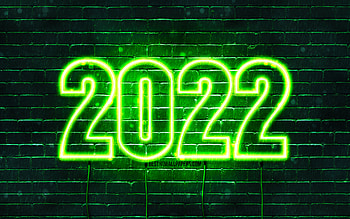 2022 green neon digits, , Happy New Year 2022, green brickwall, horizontal text, 2022 concepts, wires, 2022 new year, 2022 on green background, 2022 year digits HD wallpaper