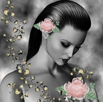 Woman with rose, rose, sad, pink, lady HD wallpaper