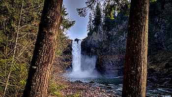 Snoqualmie Falls, trees, forest, usa, Washington, river HD wallpaper