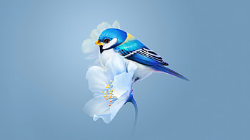 Bird Sitting On Flower, birds, ai, artist, artwork, digital-art HD wallpaper