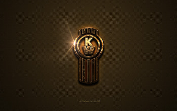 Kenworth golden logo, artwork, brown metal background, Kenworth emblem, creative, Kenworth logo, brands, Kenworth HD wallpaper