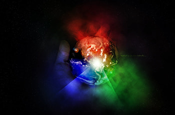 The World is in Our Hands, space, world, hands, color HD wallpaper