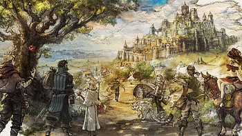 Octopath Traveler, Therion (Octopath Traveler), H'aanit (Octopath Traveler), Ophilia Clement, Video Game, Alfyn Greengrass, Cyrus Albright, Linde (Octopath Traveler), Olberic Eisenberg, Primrose Azelhart, Tressa Colozone HD wallpaper