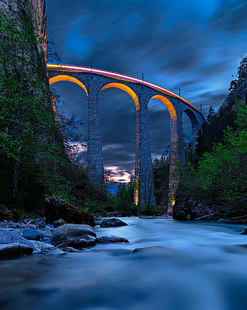 Nature, Rivers, Night, Rocks, Height, Bridge HD phone wallpaper