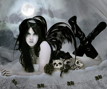 Death Angel, night, moon, skull, angel, death HD wallpaper