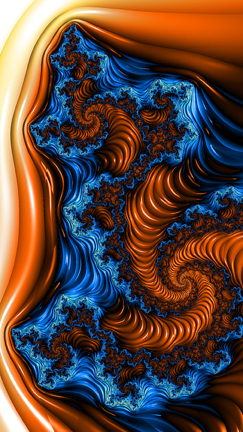Vertical Fractal Background for Smart - Blue and Orange, orange (Color), blue, pattern, psychedelic, trippy, Abstract, fractal, abstract blue HD phone wallpaper