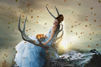 Last Ray of Falls, falls, lady, abstract, fantasy HD wallpaper
