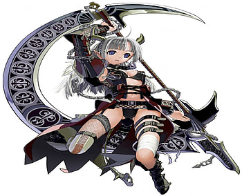 Warrior, sweet, white, black, grey, cute, girl, beautiful, long hair, beauty, anime, moon, pretty, red, weapon, silver HD wallpaper