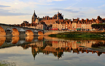 Gien, France, bridge, river, France, town HD wallpaper