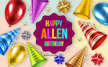 Happy Birtay Allen, , Birtay Balloon Background, Allen, creative art, Happy Allen birtay, silk bows, Allen Birtay, Birtay Party Background HD wallpaper