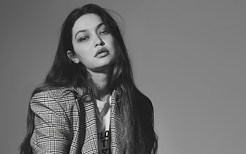 Gigi Hadid, american fashion model, hoot, monochrome, American star, Gigi Hadid portrait HD wallpaper
