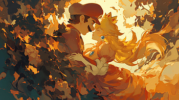 Mario and Princess Peach, Mario, Princess Peach, romance, Digital Art, video game HD wallpaper