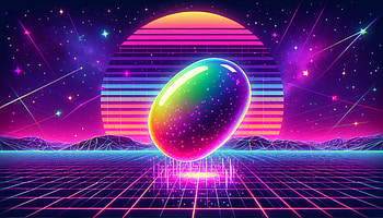 Vibrant Jelly Bean on Neon Grid, jelly bean, neon, retro, Abstract, cosmic HD wallpaper