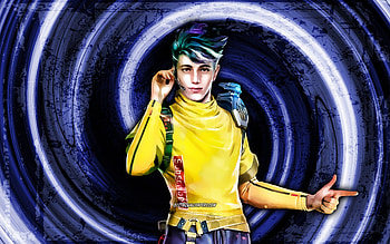 Wolfrahh, GFF, blue grunge background, Garena Fire, vortex, Garena Fire characters, Wolfrahh Skin, Fire Battlegrounds, Wolfrahh Fire HD wallpaper