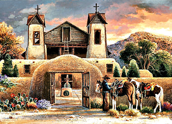 Mission Afternoon F, architecture, art, mission, beautiful, church, artwork, scenery, wide screen, religious, painting HD wallpaper