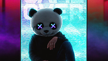 Panda With No Worries, panda, artist, artwork, digital-art, neon HD wallpaper