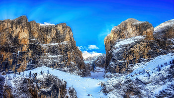 The Dolomites, rocks, alps, snow, landscape, sky, italy HD wallpaper