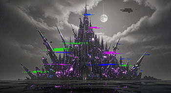 Moonlit Neon Citadel — Ultra, castle, crystal, Sci Fi, sci fi castle HD wallpaper