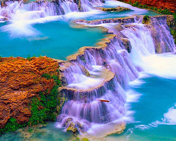 beautiful purple, purple, waterfall, nature, rocks HD wallpaper